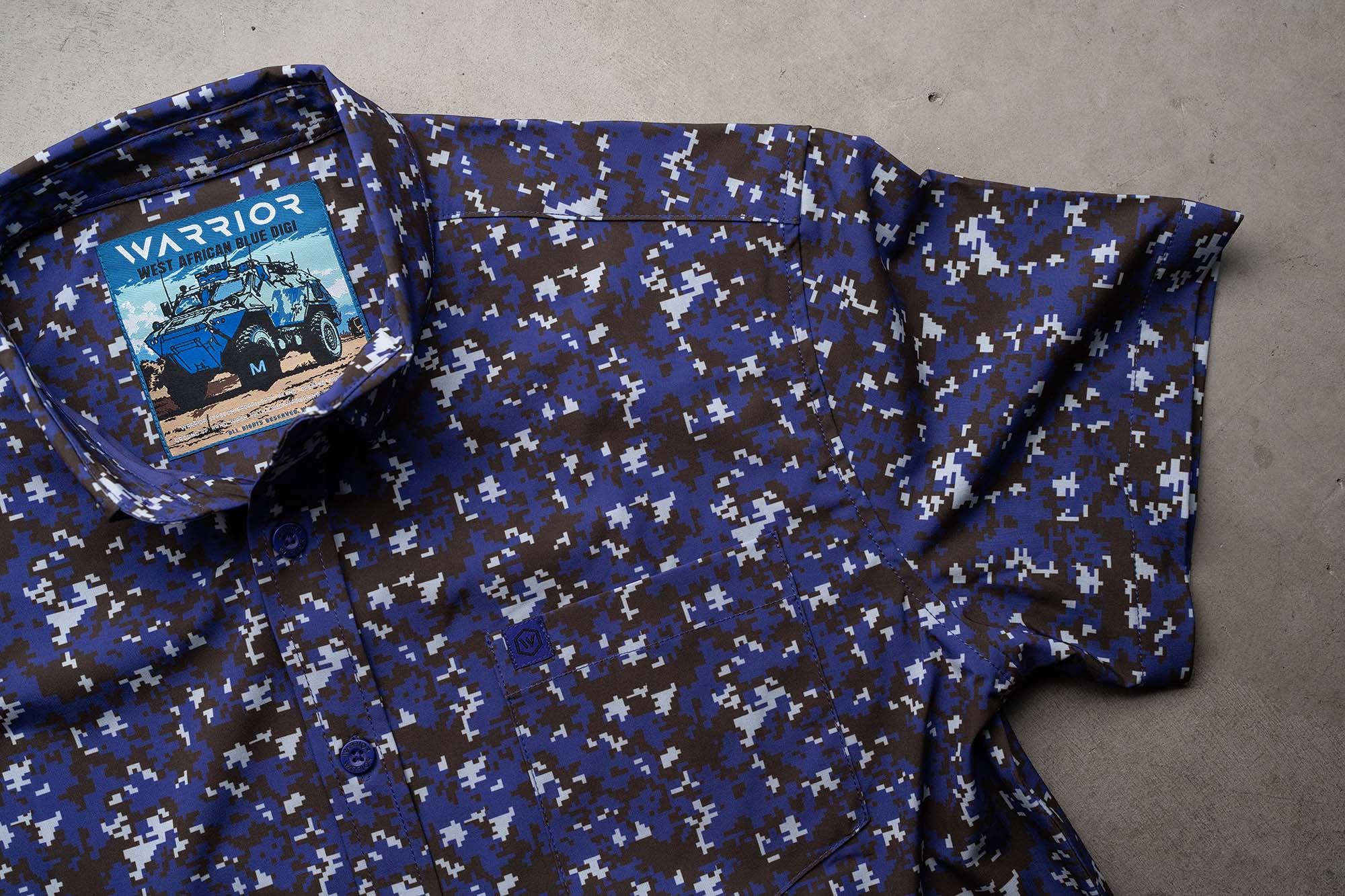 West African Blue Digi Button Down