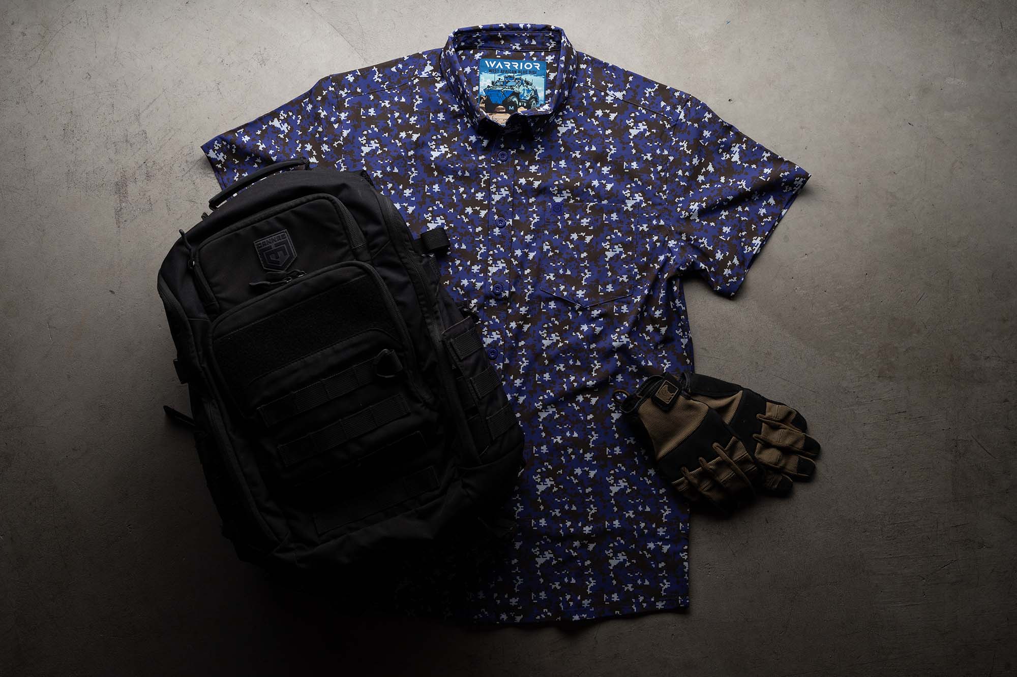 West African Blue Digi Button Down