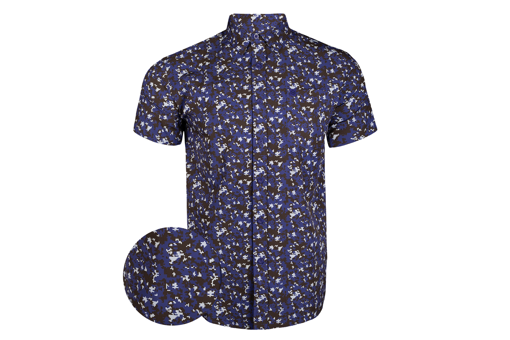 West African Blue Digi Button Down